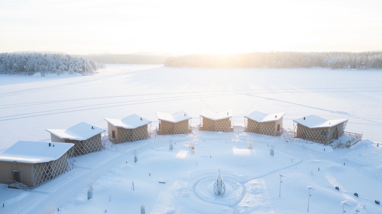 Suites by frozen lake