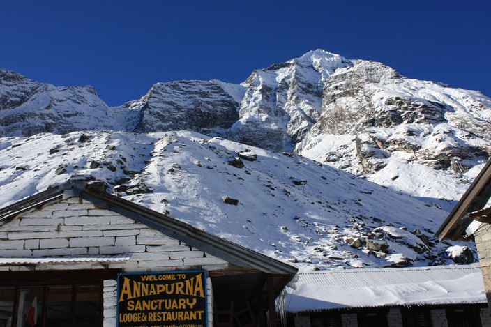 Trek vers le Camp de base sud de l Annapurna (4130 m) (environ 4 heures de marche)